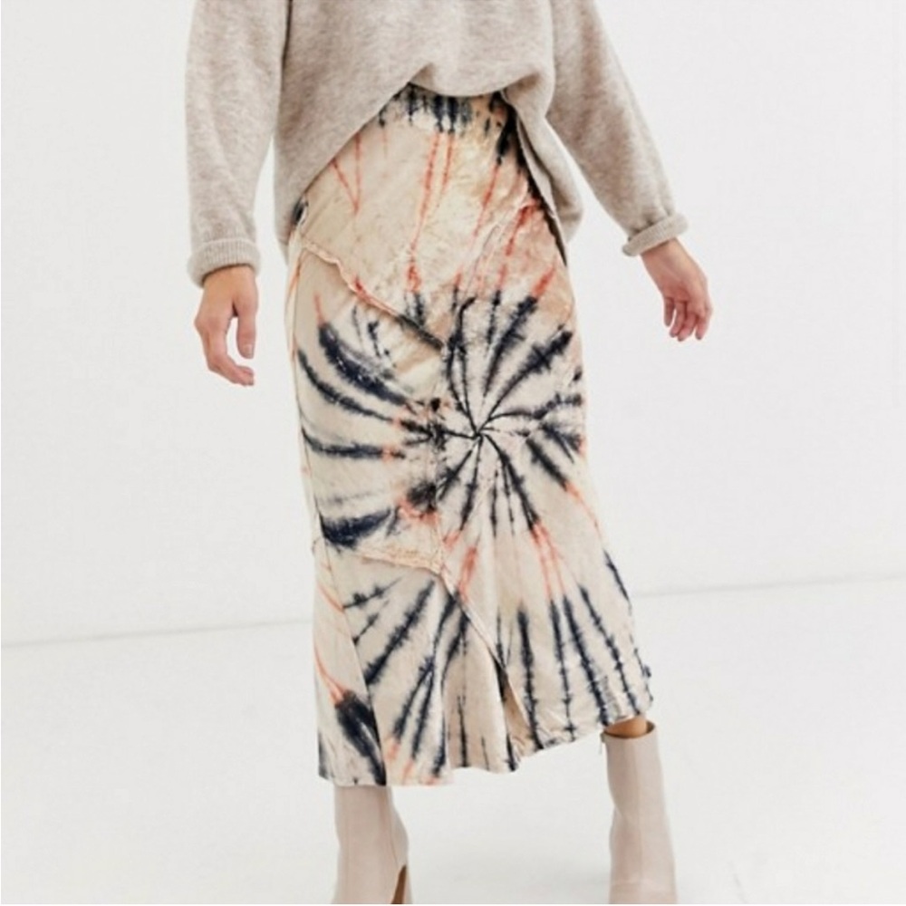 Free People Velvet Serious Swagger Tie-Dye Midi Skirt